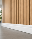 Ver imagem 1 de Rodapé de MDF 7CMX15MMX2.20m Revestido Frisado Branco Casablanca