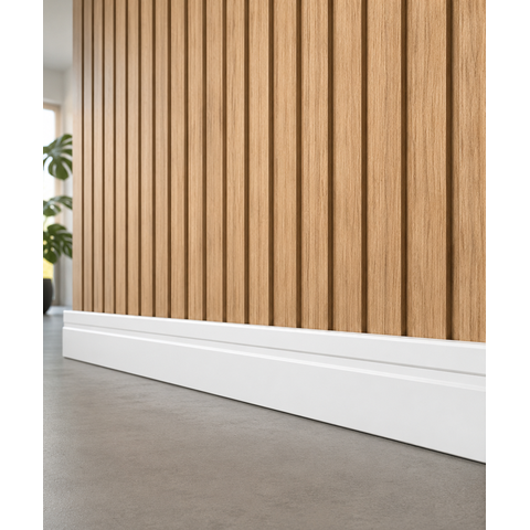 Rodapé de MDF 7CMX15MMX2.20m Revestido Frisado Branco Casablanca
