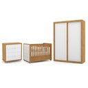 Ver imagem 1 de Dormitório Tutto New 2 Portas, Cômoda 4 Gavetas e Berço Freijó/branco Soft com Capitonê - Matic