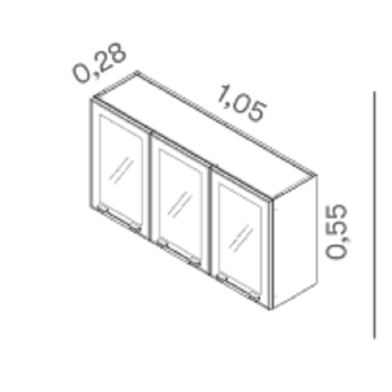 Armário em Aço 105cm 3 Portas de Vidro Florença  - 5