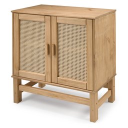 Balcão Buffet em Madeira e Rattan Natural 02 Portas - 2