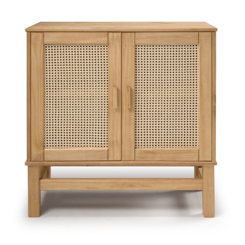 Balcão Buffet em Madeira e Rattan Natural 02 Portas