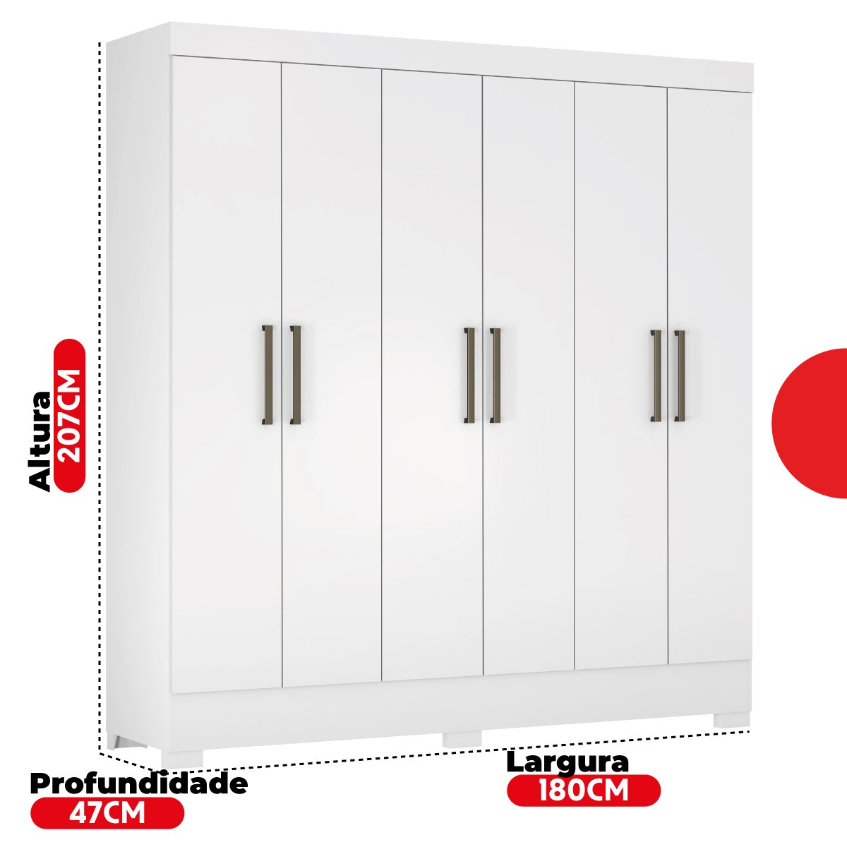 Guarda Roupa Casal 6 Portas 2 Gavetas Verso  - 8