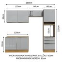 Ver imagem 4 de Armário de Cozinha Completa 260cm Rustic/Cinza Lux Madesa 05