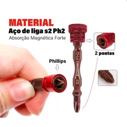 Ponteira Magnética Imantada de Aço Phillips Bomvink - Kit 10 Unidades - 7