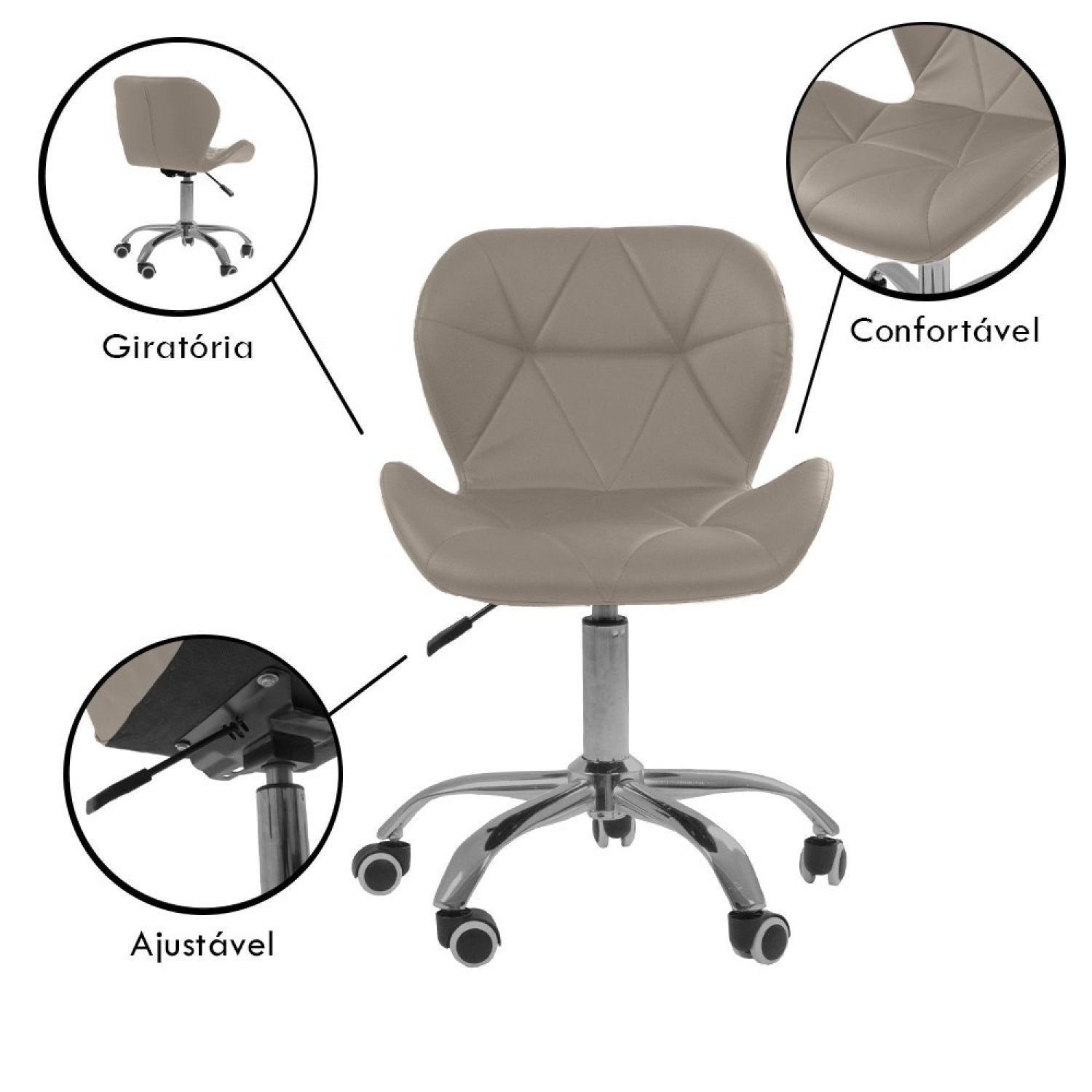 Cadeira Office Decorativa Eiffel Slim Ajustável com Base Giratória Oficial Webshop - 5