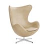 Poltrona Egg sem Puff Base Alumínio em Sued Bege - 1