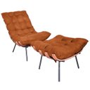 Ver imagem 1 de Poltrona Costela Terracota Boucle Adao Slim com Puff Luxo