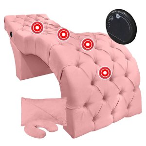 Maca Estética com Massagem para Design Salão Estofada Veludo Rosa Claro Sofa Store Estética M