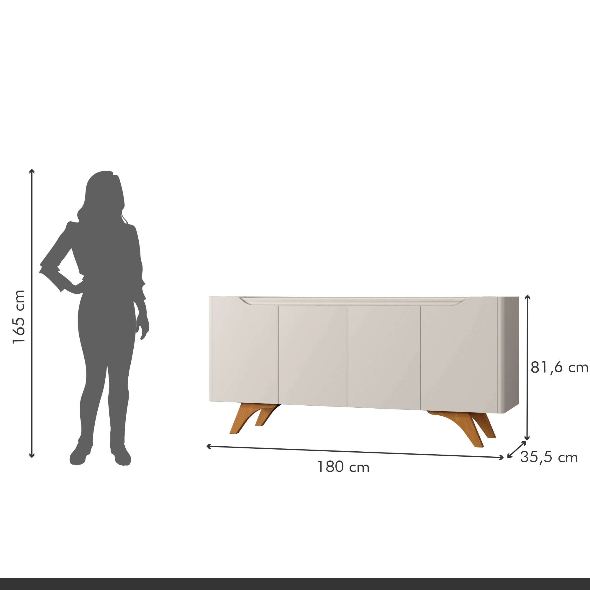 Buffet Aparador 4 Portas 180cm Grécia - 6