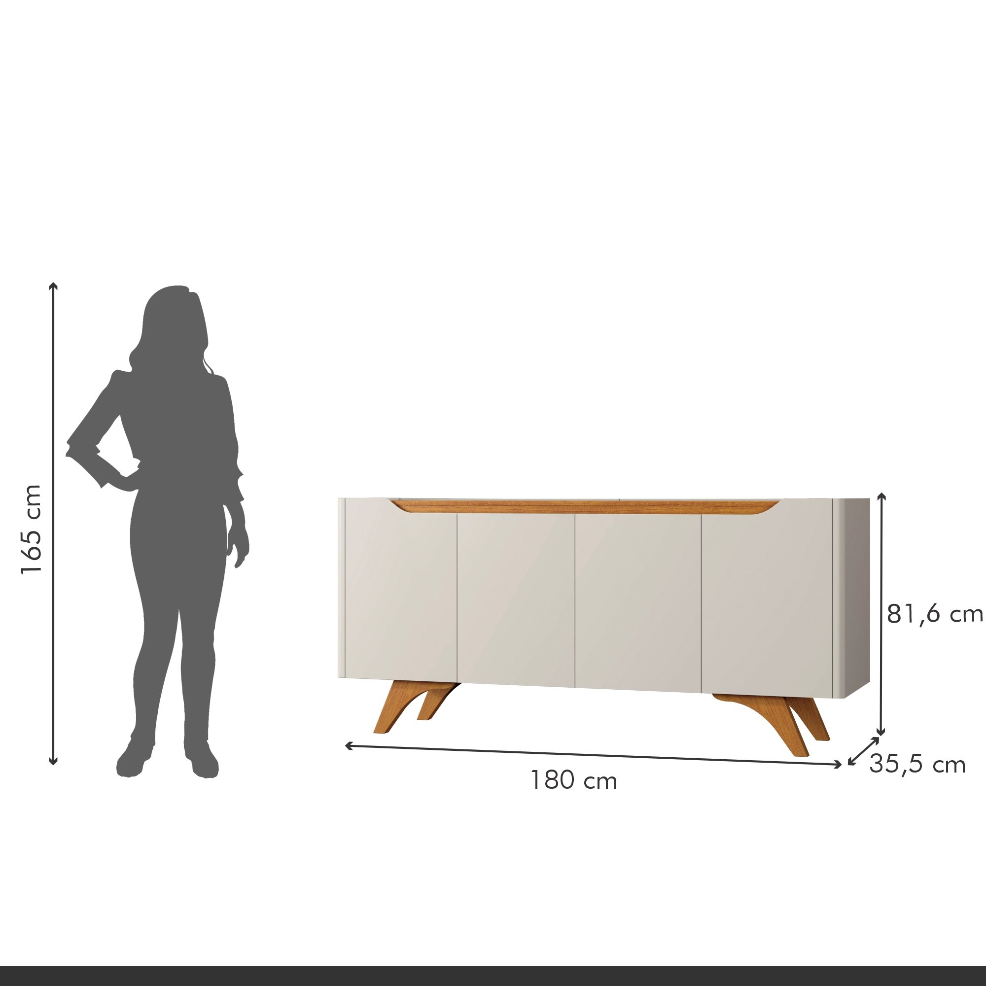 Buffet Aparador 4 Portas 180cm Grécia - 6