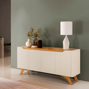 Buffet Aparador 100%MDF 4 Portas Pés em Madeira Maciça 180cm Grécia