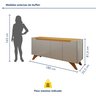 Buffet Aparador 100%MDF 4 Portas Pés em Madeira Maciça 180cm Grécia - 4