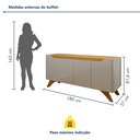 Ver imagem 4 de Buffet Aparador 100%MDF 4 Portas Pés em Madeira Maciça 180cm Grécia Off White/Marromle
