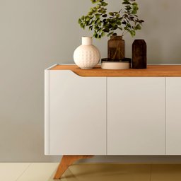 Buffet Aparador 100%MDF 4 Portas Pés em Madeira Maciça 180cm Grécia - 8