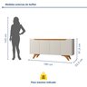 Buffet Aparador 100%MDF 4 Portas Pés em Madeira Maciça 180cm Grécia - 7