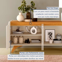 Buffet Aparador 100%MDF 4 Portas Pés em Madeira Maciça 180cm Grécia - 6