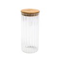 Ver imagem 3 de Kit Pote de Vidro Canelado com Tampa em Bambu 800ml e 1100ml