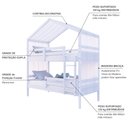 Ver imagem 4 de Beliche Solteiro Casinha com Cortina Grade de Proteção Madeira Maciça Branco Megamobilia