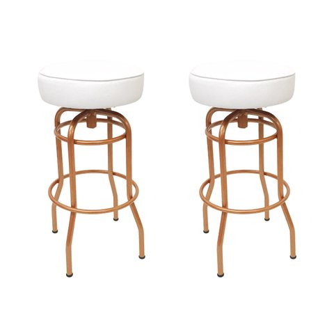 Kit 2 Peças Banqueta Altura 65cm Bar Giratória cor Cobre assento branco Poltronas do Sul Banqueta Ba
