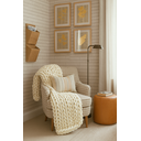 Ver imagem 6 de Manta Peseira de Tricot Solteiro/sofá 0,60x1,50m, Cor Off White - Magma Cotton