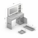 Ver imagem 3 de Penteadeira com Led 3 Gavetas 1 Porta e Nichos Bella