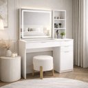 Ver imagem 1 de Penteadeira com Led 3 Gavetas 1 Porta e Nichos Bella