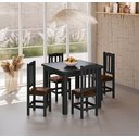 Ver imagem 1 de Conjunto Mesa Preta De Madeira 88x88 Com 4 Cadeiras Estofadas Para Cozinha  Sala De Jantar  Sfa