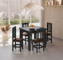 Ver imagem 1 de Conjunto Mesa Preta De Madeira 88x88 Com 4 Cadeiras Estofadas Para Cozinha  Sala De Jantar  Sfa