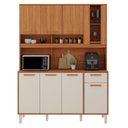 Ver imagem 2 de Cozinha Compacta 8 Portas 1 Gaveta 150cm com Nicho para Forno Itaflriz Itatiaia Marrom/Cinamomo/Off White