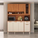 Ver imagem 1 de Cozinha Compacta 8 Portas 1 Gaveta 150cm com Nicho para Forno Itaflriz Itatiaia Marrom/Cinamomo/Off White