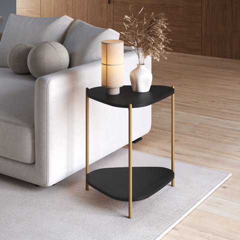 Mesa Lateral com Prateleira Orgânica 44,2cm Pé de Metal 28016 Artesano