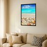 Quadro Decorativo Praia Estrela Conchas - 70x50cm:moldura Preta - 2