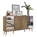 Ver imagem 1 de Aparador Buffet 4 Portas com Espelho Retrô Vegas Multimóveis V3562 Rustic/Natural