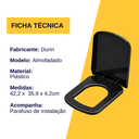 Ver imagem 3 de Assento Tampa Vaso Sanitário Lírio Fiori Almofadado Preto Durín