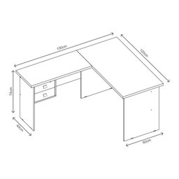 Mesa em L Diretor Preta Para Escritório Office Espaçosa Escrivaninha de Canto - Preto TL - 4