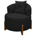 Ver imagem 1 de Poltrona Decorativa para Sala Thor Orgânica Tecido Bouclé Pés em Madeira Maciça:preto