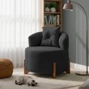 Ver mais imagens de Poltrona Decorativa para Sala Thor Orgânica Tecido Bouclé Pés em Madeira Maciça:preto