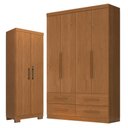 Ver imagem 1 de Guarda Roupa Solteiro Maximus 4 Portas com Armário Multiuso Max Plus Cinamomo Fosco -Zanzini