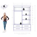 Ver imagem 3 de Guarda Roupa Solteiro Maximus 4 Portas com Armário Multiuso Max Plus Cinamomo Fosco -Zanzini