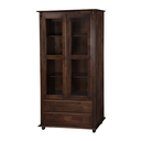 Ver imagem 2 de Cristaleira Rústica de Madeira 2 Portas e 2 Gavetas com Pés Torneados - Pinhão