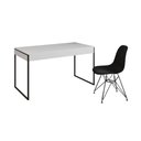 Ver imagem 6 de Escrivaninha Industrial Escritório Malta Branca 137X53Cm Com 1 Cadeira Preta Base Ferro Cor: Branco