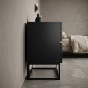 Ver imagem 2 de Criado Mesa de Cabeceira Eros 45cm MDF Preto 2 Gavetas Corrediça Telescópica Pés Ferro