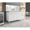 Ver imagem 1 de Balcão para Pia sem Tampo 4 Portas 1 Gavetas Lara Branco 150cm
