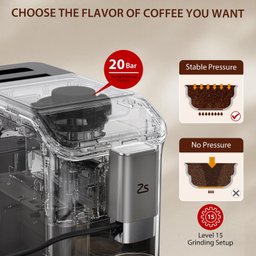 Takywep Máquina de Espresso Automática 20-bar com Moedor e Espumador de Leite (prata) - 2