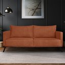 Ver imagem 1 de Sofá Living 3 Lugares com Pés de Ferro Almofadas Soltas 220cm Saiph Bouclê Terracota G63 - Gran Belo