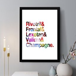 Quadro Decorativo Rivotril &amp; Champagne 33x24cm - com Vidro:moldura Preta - 1
