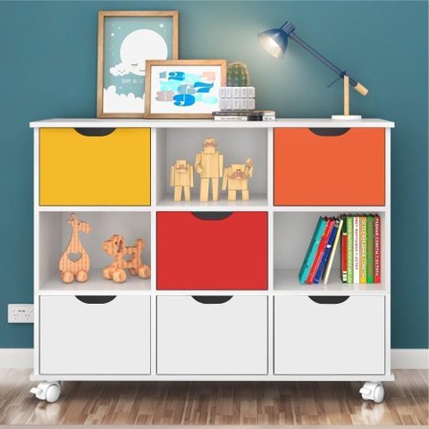 Nicho Organizador com Rodízios Branco (1478.5) + Kit 3 Gavetas Brancas (1479.5) + Kit 3 Gavetas