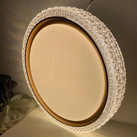 Luminaria Plafon 3 Tons Led Luxo Cristal Controle Remoto Casa Trabalho Iluminaçao Moderno Residencia