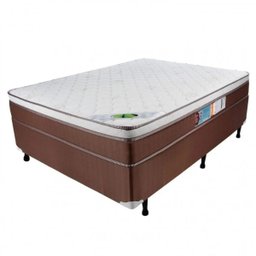 Base Box Casal Caribe + Colchão Molas Ensacadas One Side Caribe 66x138x188 Marrom/creme - 1